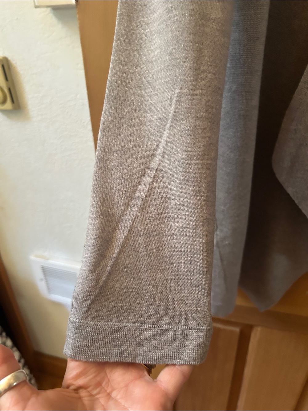 Eileen Fisher Light Gray Open-Front Drape Cardigan - Picture 5 of 9